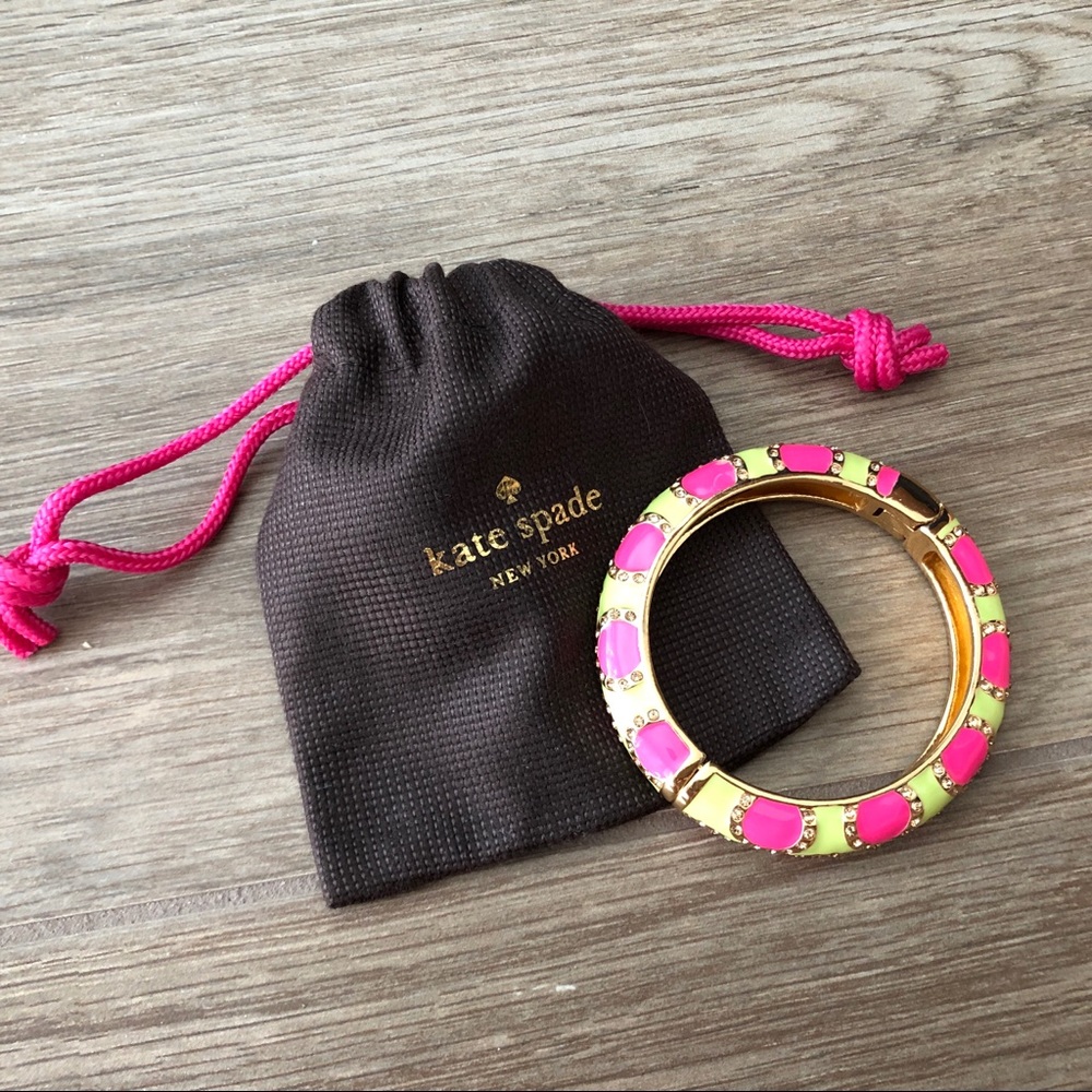 Kate Spade Enamel Crystal Bangle Hot Pink & Yellow